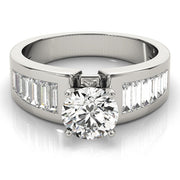 Brilliant Fancy Shape Baguette Round Diamond Engagement Ring in 10K/14K gold and platinum with certified lab-grown or natural diamonds