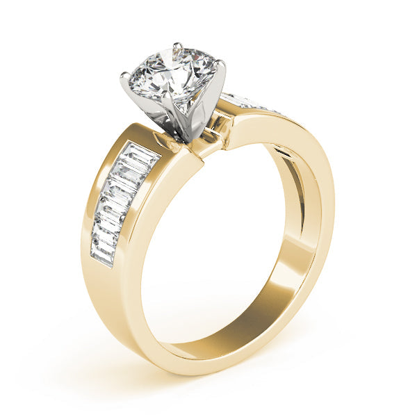 Brilliant Fancy Shape Baguette Round Diamond Engagement Ring in 10K/14K gold and platinum with certified lab-grown or natural diamonds