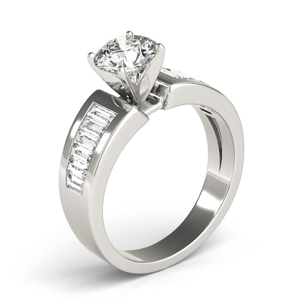Brilliant Fancy Shape Baguette Round Diamond Engagement Ring in 10K/14K gold and platinum with certified lab-grown or natural diamonds
