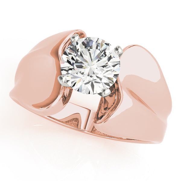Sculpted Solitaires Any Shape Round Diamond Engagement Ring in 10K/14K gold and platinum with certified lab-grown or natural diamonds