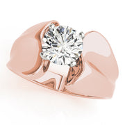 Sculpted Solitaires Any Shape Round Diamond Engagement Ring in 10K/14K gold and platinum with certified lab-grown or natural diamonds