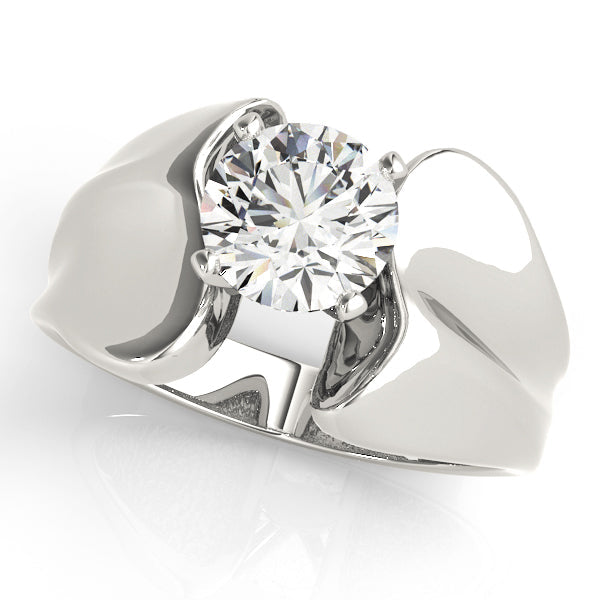 Sculpted Solitaires Any Shape Round Diamond Engagement Ring in 10K/14K gold and platinum with certified lab-grown or natural diamonds
