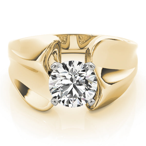 Sculpted Solitaires Any Shape Round Diamond Engagement Ring in 10K/14K gold and platinum with certified lab-grown or natural diamonds