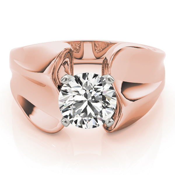 Sculpted Solitaires Any Shape Round Diamond Engagement Ring in 10K/14K gold and platinum with certified lab-grown or natural diamonds