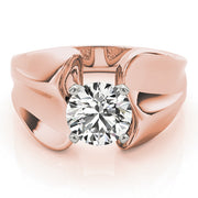 Sculpted Solitaires Any Shape Round Diamond Engagement Ring in 10K/14K gold and platinum with certified lab-grown or natural diamonds