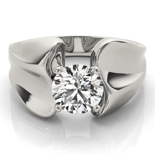 Sculpted Solitaires Any Shape Round Diamond Engagement Ring in 10K/14K gold and platinum with certified lab-grown or natural diamonds