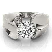 Sculpted Solitaires Any Shape Round Diamond Engagement Ring in 10K/14K gold and platinum with certified lab-grown or natural diamonds