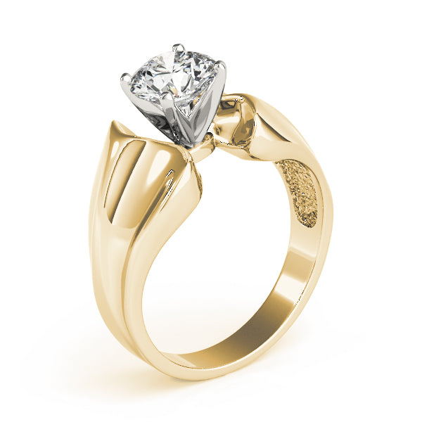 Sculpted Solitaires Any Shape Round Diamond Engagement Ring in 10K/14K gold and platinum with certified lab-grown or natural diamonds