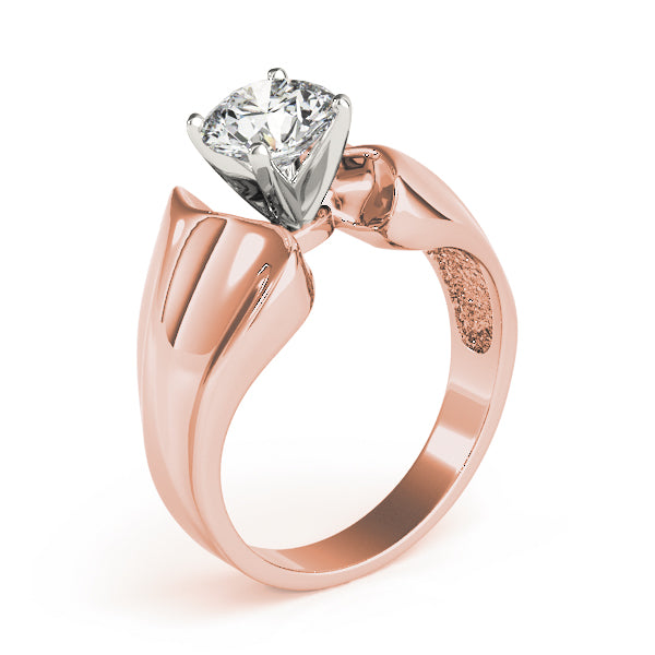 Sculpted Solitaires Any Shape Round Diamond Engagement Ring in 10K/14K gold and platinum with certified lab-grown or natural diamonds