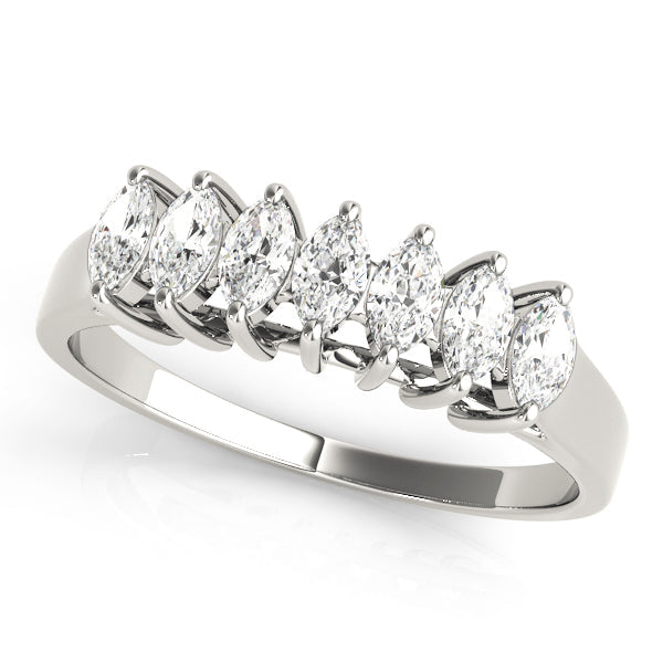 Fancy Marquise Half Eternity Ring in Gold & Platinum