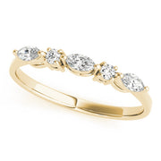 Alternating Round & Marquise Half Eternity Ring in 10K/14K gold and platinum with certified lab-grown or natural diamonds