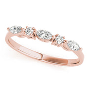 Alternating Round & Marquise Half Eternity Ring in Gold & Platinum