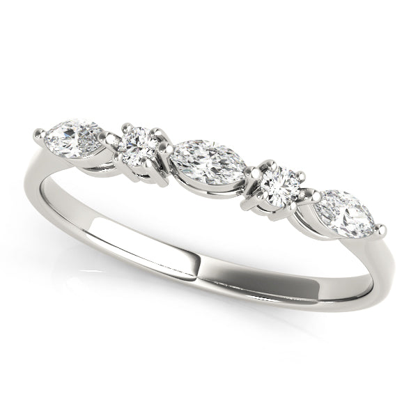 Alternating Round & Marquise Half Eternity Ring in Gold & Platinum