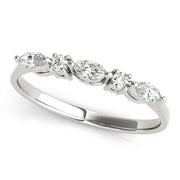 Alternating Round & Marquise Half Eternity Ring in Gold & Platinum