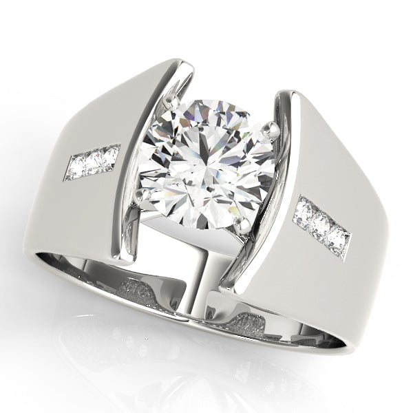 Pristine Remounts Round Diamond Engagement Ring in 10K/14K gold and platinum with certified lab-grown or natural diamonds