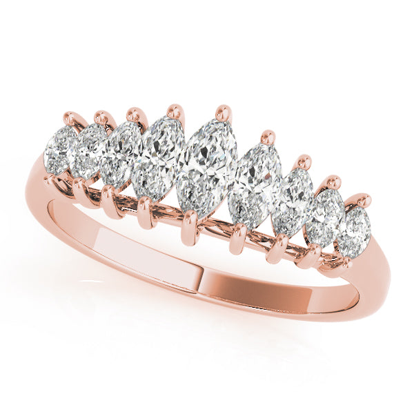 Fancy Marquise Half Eternity Ring in Gold & Platinum