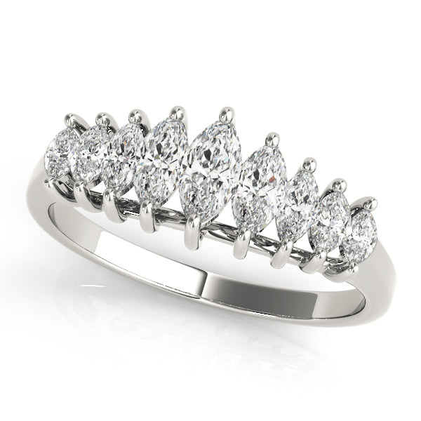 Fancy Marquise Half Eternity Ring in Gold & Platinum