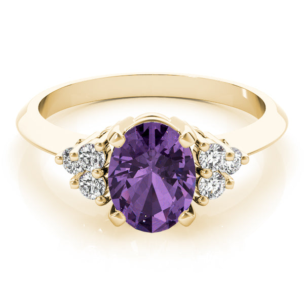 Iconic Color Rings Oval Diamond Engagement Ring in 10K/14K gold and platinum with certified lab-grown or natural diamonds