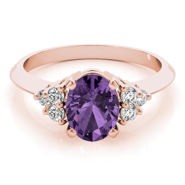 Iconic Color Rings Oval Diamond Engagement Ring in 10K/14K gold and platinum with certified lab-grown or natural diamonds