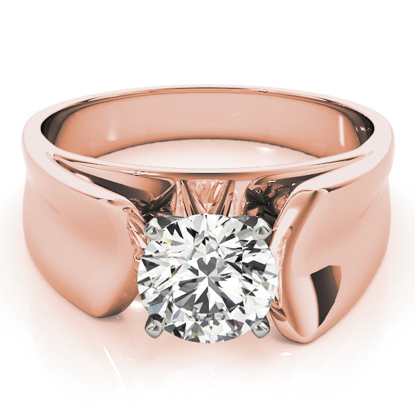 Exquisite Solitaires Round Diamond Engagement Ring in 10K/14K gold and platinum with certified lab-grown or natural diamonds
