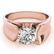 Exquisite Solitaires Round Diamond Engagement Ring in 10K/14K gold and platinum with certified lab-grown or natural diamonds