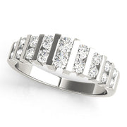 Double Row Bar Set Half Eternity Ring in Gold & Platinum