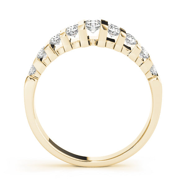 Double Row Bar Set Half Eternity Ring in Gold & Platinum