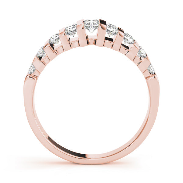 Double Row Bar Set Half Eternity Ring in Gold & Platinum