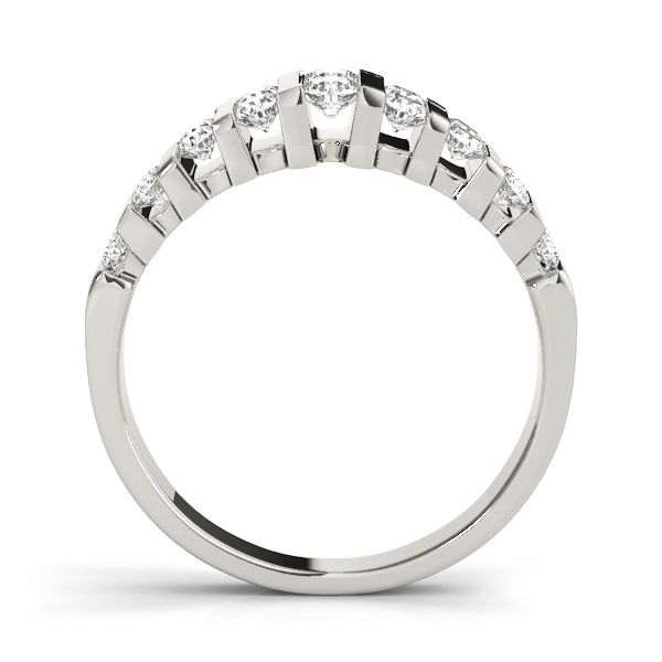 Double Row Bar Set Half Eternity Ring in Gold & Platinum