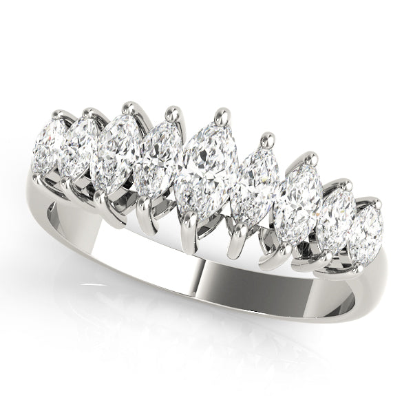 Fancy Marquise Half Eternity Ring in Gold & Platinum