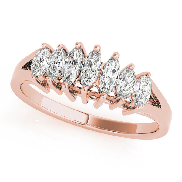 Fancy Marquise Half Eternity Ring in Gold & Platinum
