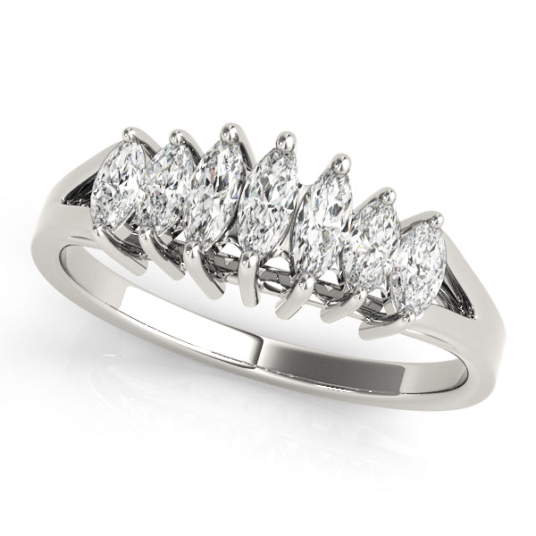 Fancy Marquise Half Eternity Ring in Gold & Platinum