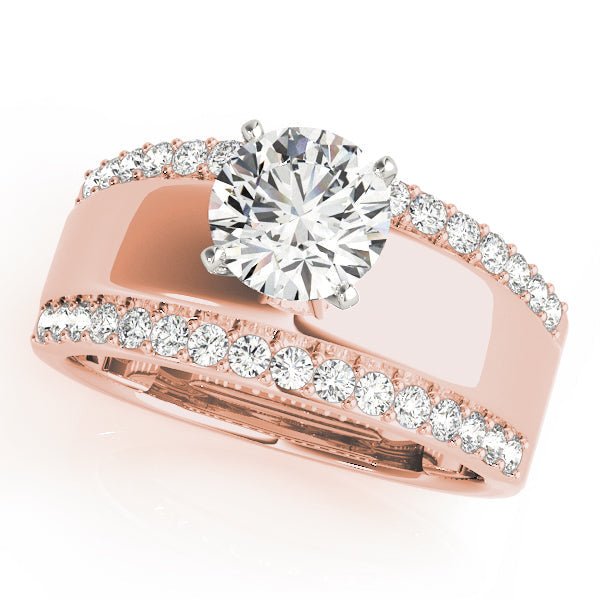 Romantic Remounts Round Diamond Engagement Ring in 10K/14K gold and platinum with certified lab-grown or natural diamonds