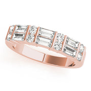 Bar Set Fancy Baguette Half Eternity Ring in Gold & Platinum