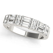 Bar Set Fancy Baguette Half Eternity Ring in Gold & Platinum
