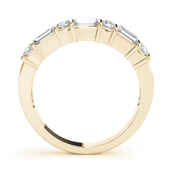 Bar Set Fancy Baguette Half Eternity Ring in Gold & Platinum