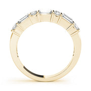 Bar Set Fancy Baguette Half Eternity Ring in Gold & Platinum