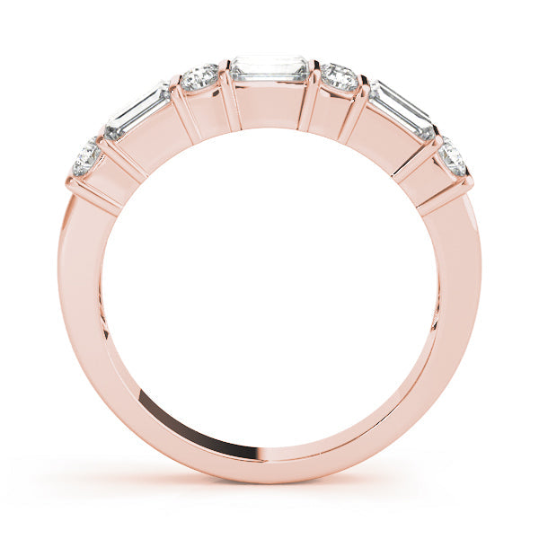 Bar Set Fancy Baguette Half Eternity Ring in Gold & Platinum