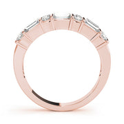 Bar Set Fancy Baguette Half Eternity Ring in Gold & Platinum