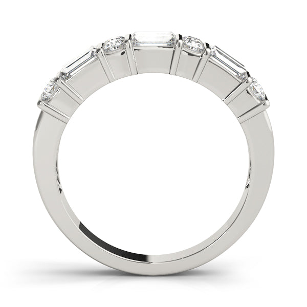 Bar Set Fancy Baguette Half Eternity Ring in Gold & Platinum