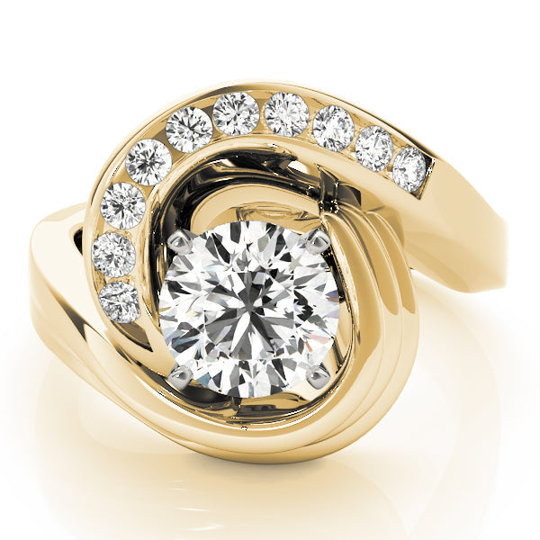 Lustrous Remounts Round Diamond Engagement Ring in 10K/14K gold and platinum with certified lab-grown or natural diamonds