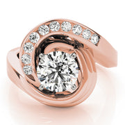 Lustrous Remounts Round Diamond Engagement Ring in 10K/14K gold and platinum with certified lab-grown or natural diamonds