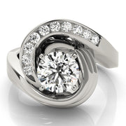 Lustrous Remounts Round Diamond Engagement Ring in 10K/14K gold and platinum with certified lab-grown or natural diamonds