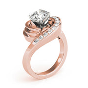 Lustrous Remounts Round Diamond Engagement Ring in 10K/14K gold and platinum with certified lab-grown or natural diamonds