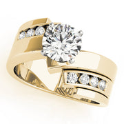 Opulent Remounts Round Diamond Engagement Ring in 10K/14K gold and platinum with certified lab-grown or natural diamonds