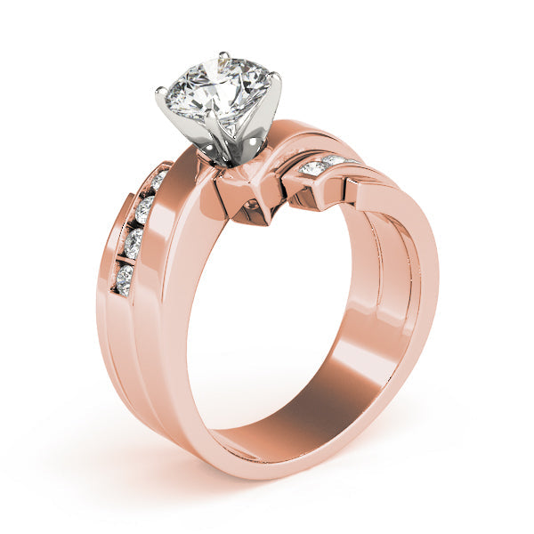 Opulent Remounts Round Diamond Engagement Ring in 10K/14K gold and platinum with certified lab-grown or natural diamonds