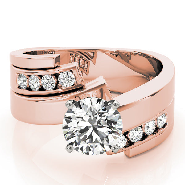 Opulent Remounts Round Diamond Engagement Ring in 10K/14K gold and platinum with certified lab-grown or natural diamonds