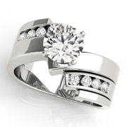 Opulent Remounts Round Diamond Engagement Ring in 10K/14K gold and platinum with certified lab-grown or natural diamonds