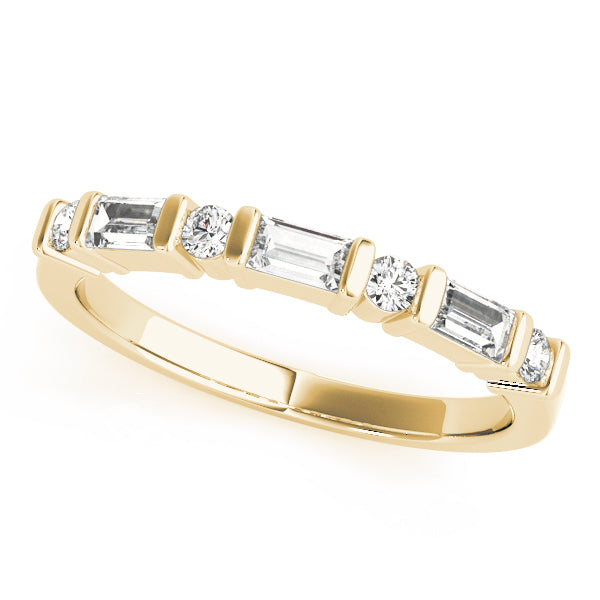 Alternating Round & Baguette Half Eternity Ring in 10K/14K gold and platinum with certified lab-grown or natural diamonds