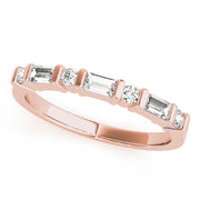 Alternating Round & Baguette Half Eternity Ring in Gold & Platinum